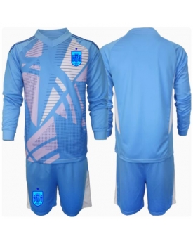 Spagna Portiere Maglia Gara Casa Repliche Europei 2024 Bambino Maniche Lunghe